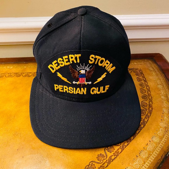 Vintage 90s Desert Storm Persian Gulf Navy Snapback Trucker Hat Cap Made in USA - Picture 1 of 7